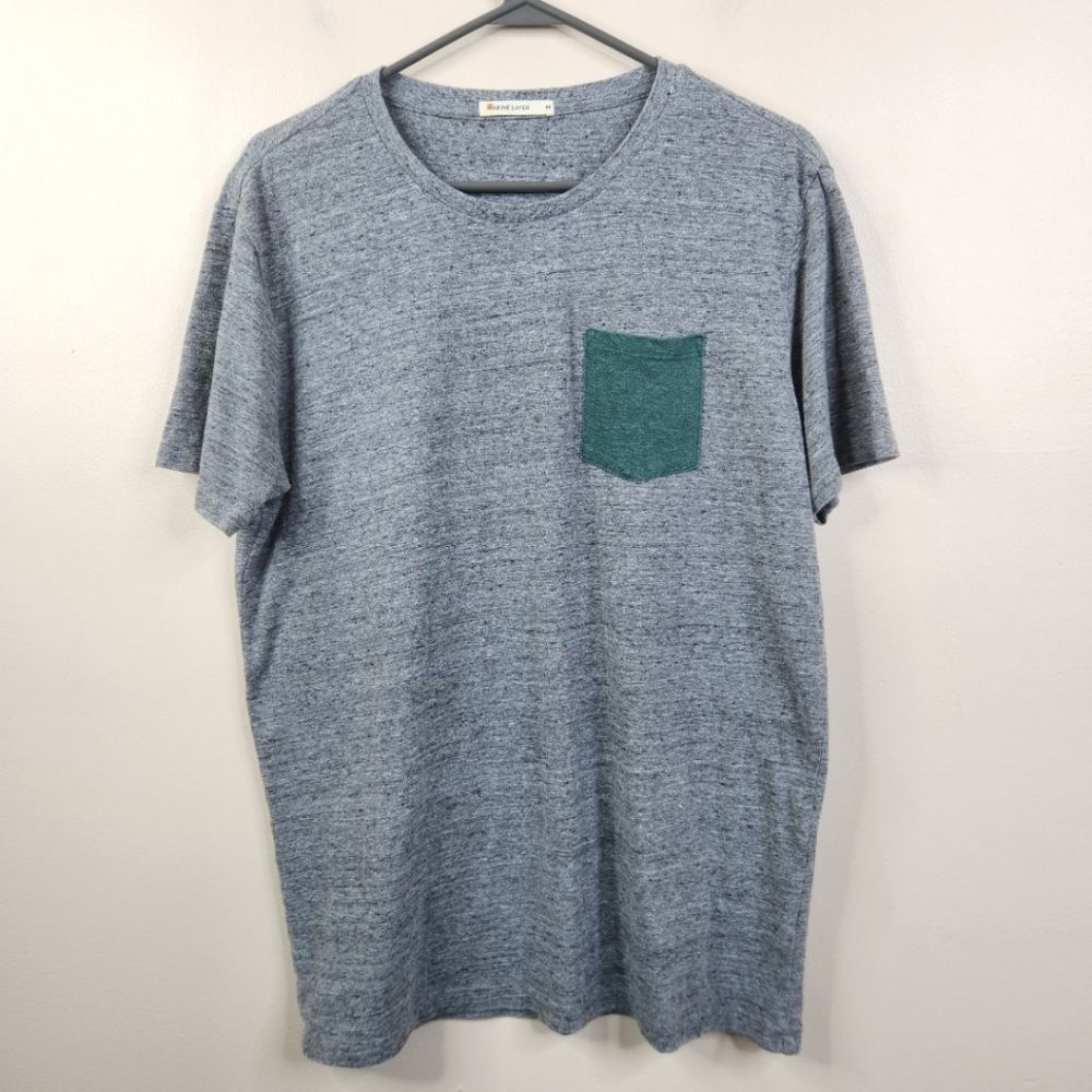Marine Layer Mens Short Sleeve Heather Gray Patch Pocket Tee Medium